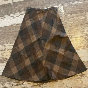 ILGWU Vintage Brown Plaid Woven Skirt